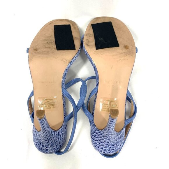 Steve Madden Stiletto Sandals Croc Embossed Vegan Leather Blue Sling Back Size 7 - Picture 6 of 7